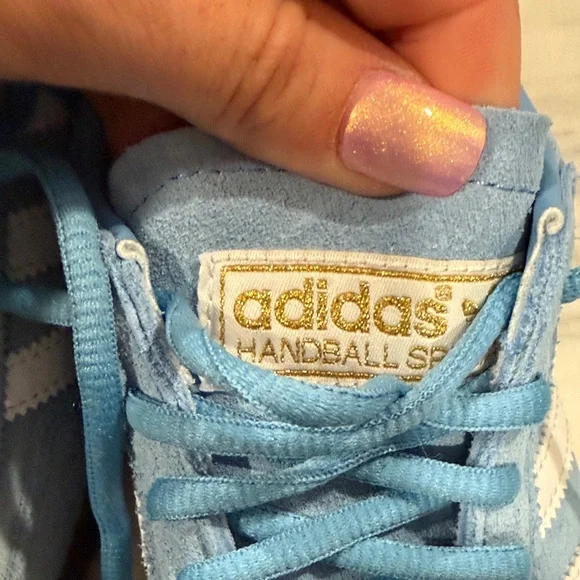 adidas Samba Suede Sneakers in Sky Blue and White with Gum Sole - Picture 2 of 7